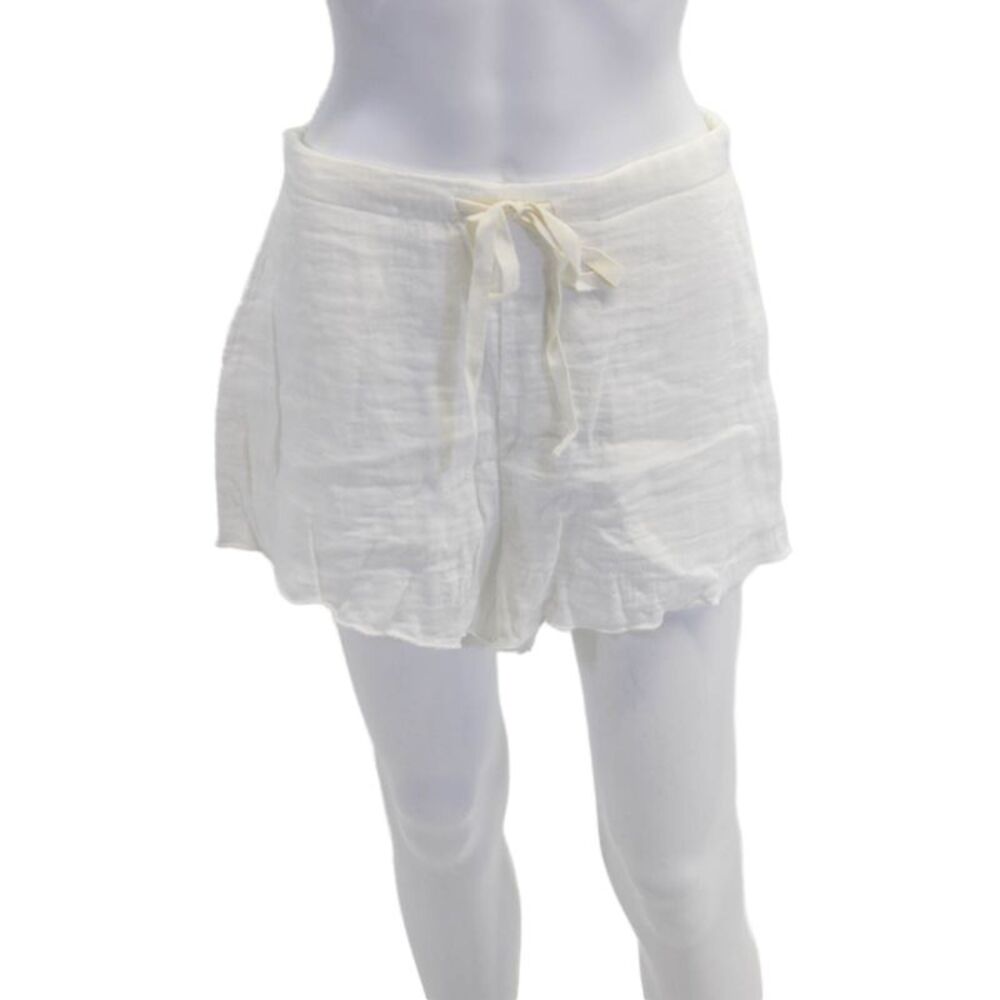 Sitano Womens Cotton Blend Drawstring High Rise Mini Shorts White Size Small